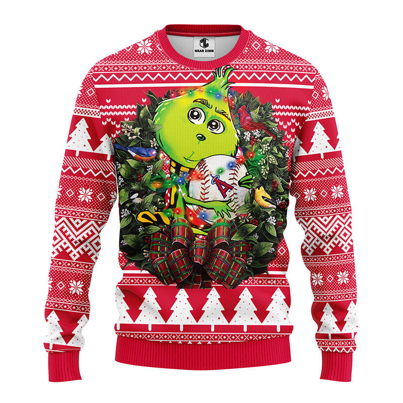 Los Angeles Angels Grinch Hug Ugly Christmas Sweater, Grinch Xmas Sweater Moonbestprint