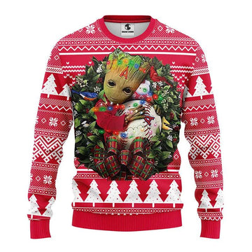 Los Angeles Angels Groot Hug Ugly Christmas Sweater, MLB Christmas Sweater Moonbestprint