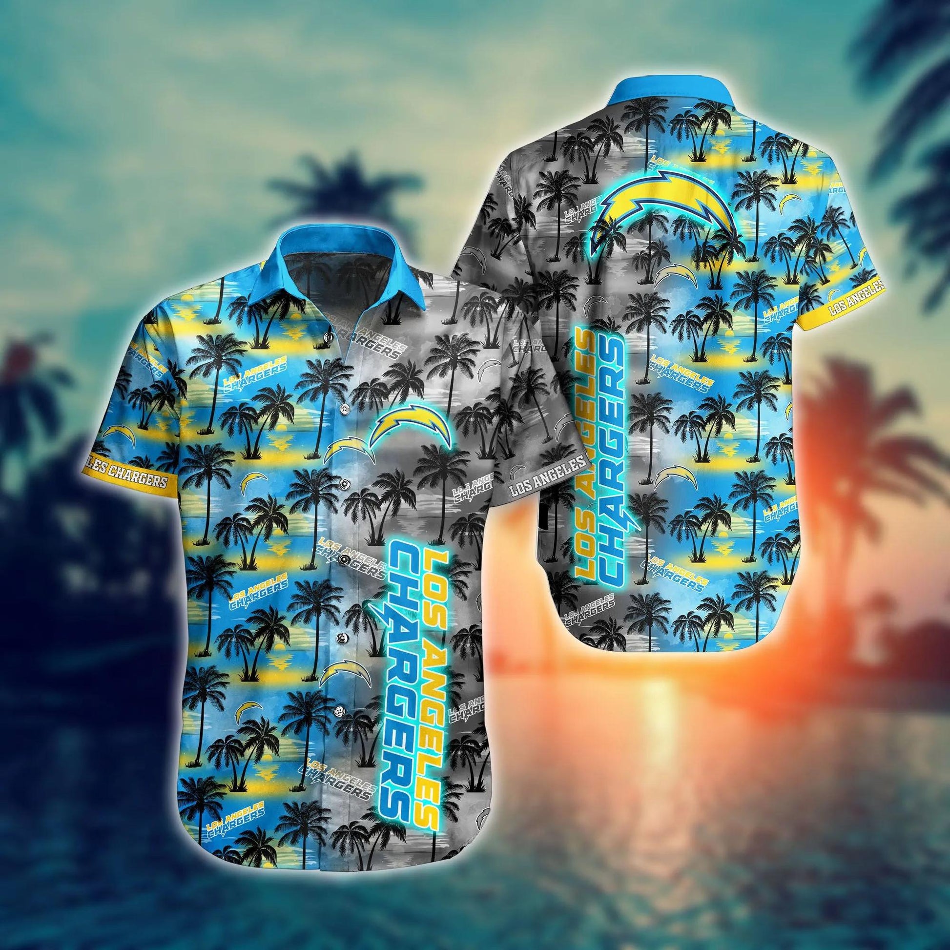 Los Angeles Chargers Aloha Flowers Hawaiian Shirt, NFL Hawaiian Shirt Moonbestprint