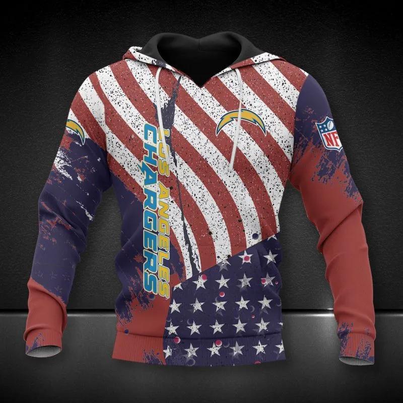 Los Angeles Chargers American Flag All Over Print Hoodie, NFL Hoodie Moonbestprint