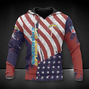 Los Angeles Chargers American Flag All Over Print Hoodie, NFL Hoodie Moonbestprint