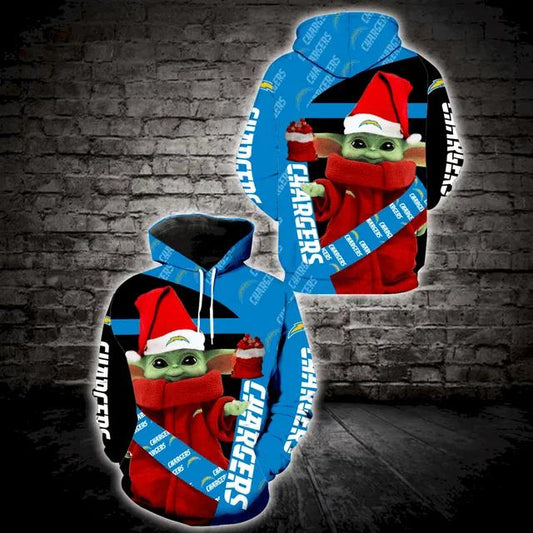 Los Angeles Chargers Baby Yoda Christmas 3D Hoodie, NFL Hoodie Moonbestprint