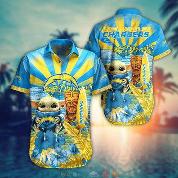 Los Angeles Chargers Baby Yoda Hawaiian Shirt, NFL Hawaiian Shirt Moonbestprint