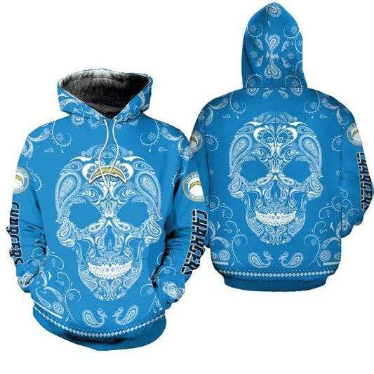 Los Angeles Chargers Bandana Skull 3D Hoodie, NFL Hoodie Moonbestprint