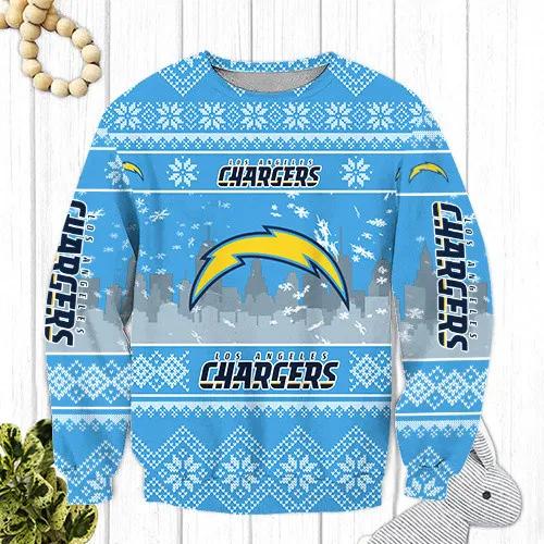 Los Angeles Chargers Big Logo Christmas Sweater, NFL Christmas Sweater Moonbestprint