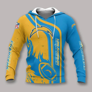 Los Angeles Chargers Fire Ball All Over Print Hoodie, NFL Hoodie Moonbestprint