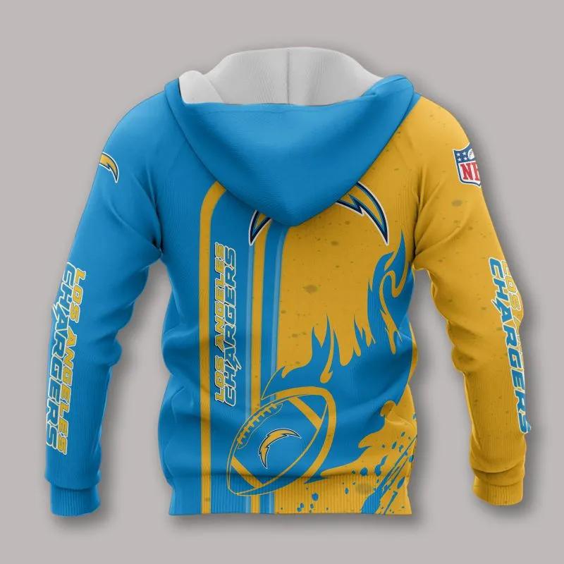 Los Angeles Chargers Fire Ball All Over Print Hoodie, NFL Hoodie Moonbestprint