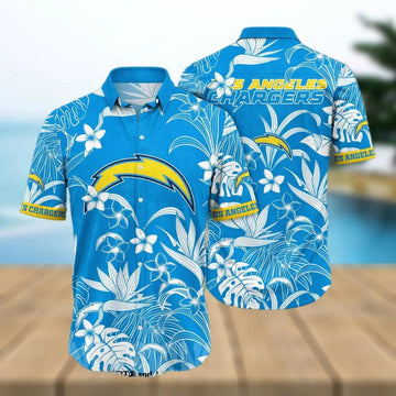 Los Angeles Chargers Flower Unisex Hawaiian Shirt, NFL Hawaiian Shirt Moonbestprint
