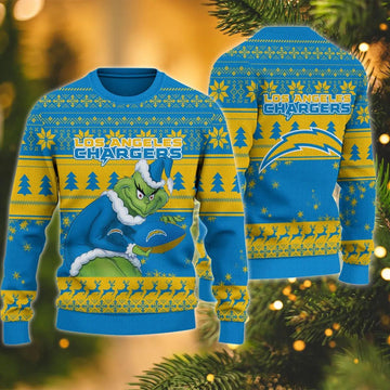 Los Angeles Chargers Grinch Stolen Ugly Christmas Sweater, NFL Christmas Sweater Moonbestprint