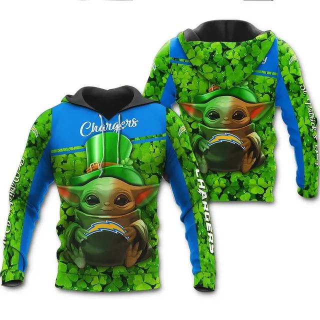 Los Angeles Chargers Grogu St. Patrick is Day 3D Hoodie, NFL Hoodie Moonbestprint