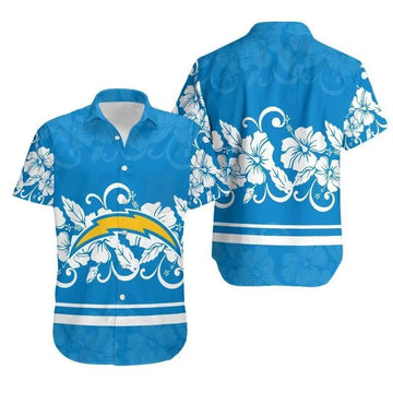 Los Angeles Chargers Hibiscus Flowers Hawaiian Shirt, NFL Hawaiian Shirt Moonbestprint