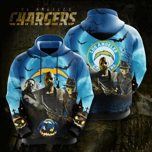 Los Angeles Chargers Horror Pumpkin Football 3D Hoodie, NFL Hoodie Moonbestprint