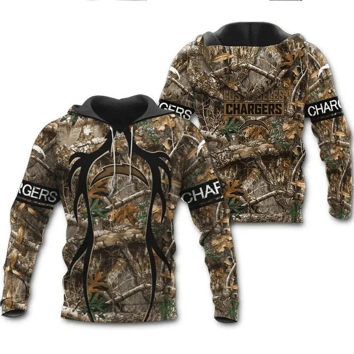 Los Angeles Chargers Hunting Camo 3D Hoodie, NFL Hoodie Moonbestprint