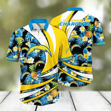Los Angeles Chargers Ocean Waves Aloha Hawaiian Shirt, NFL Hawaiian Shirt Moonbestprint