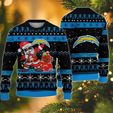 Los Angeles Chargers Santa Claus Dabbing Ugly Christmas Sweater, NFL Christmas Sweater Moonbestprint