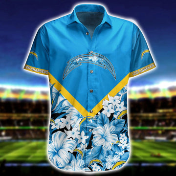 Los Angeles Chargers Short Floral Hawaiian Shirt, NFL Hawaiian Shirt Moonbestprint