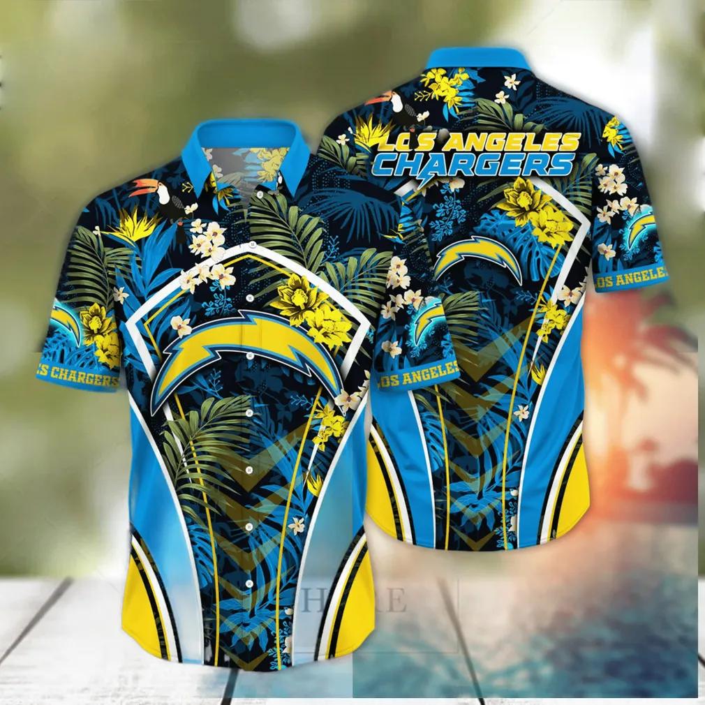 Los Angeles Chargers Straw Hats Aloha Hawaiian Shirt, NFL Hawaiian Shirt Moonbestprint