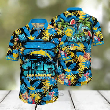 Los Angeles Chargers Summer Colorful Hawaiian Shirt, NFL Hawaiian Shirt Moonbestprint