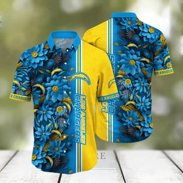 Los Angeles Chargers Summertime Aloha Hawaiian Shirt, NFL Hawaiian Shirt Moonbestprint