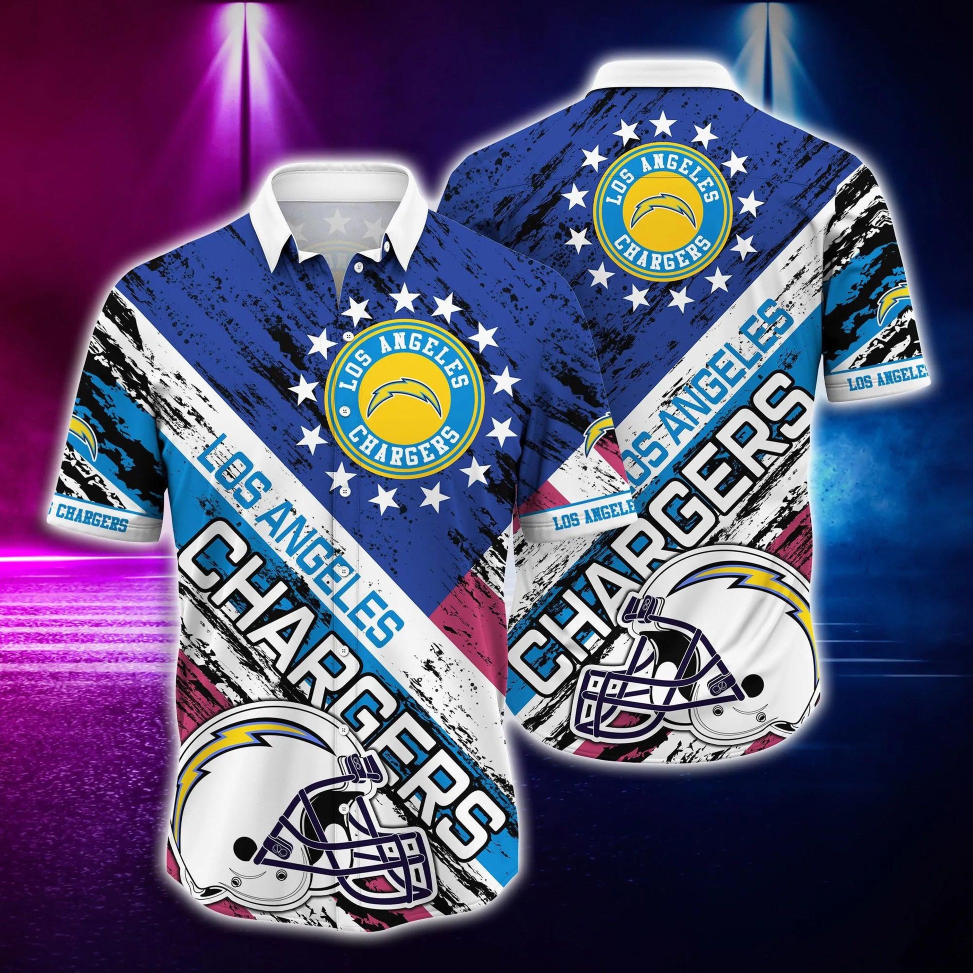 Los Angeles Chargers US Flag Hawaiian Shirt, NFL Hawaiian Shirt Moonbestprint