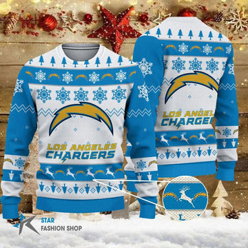 Los Angeles Chargers Ugly Christmas Sweater, NFL Christmas Sweater Moonbestprint