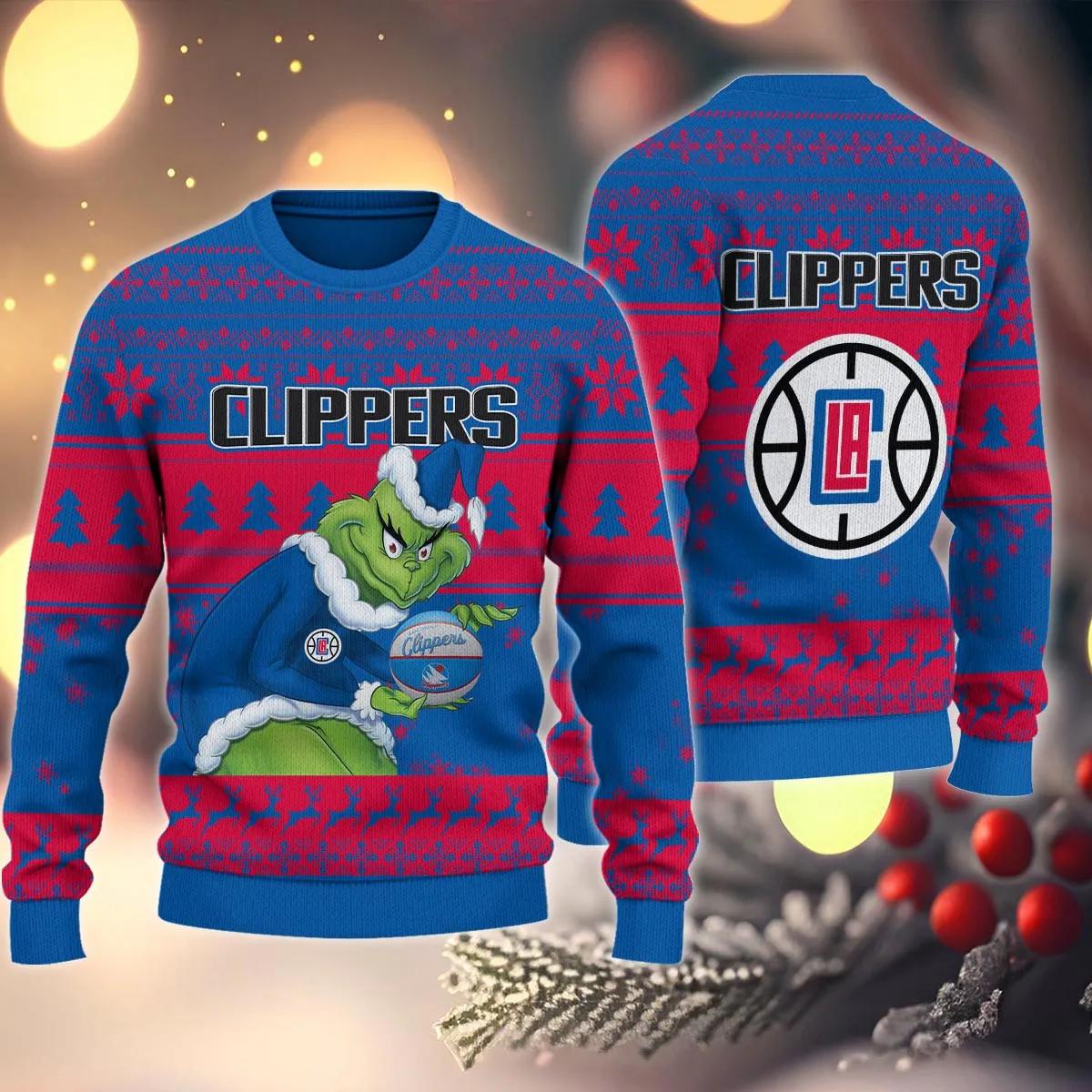 Los Angeles Clippers Grinch Stolen Ugly Christmas Sweater, NBA Chritsmas Sweater Moonbestprint