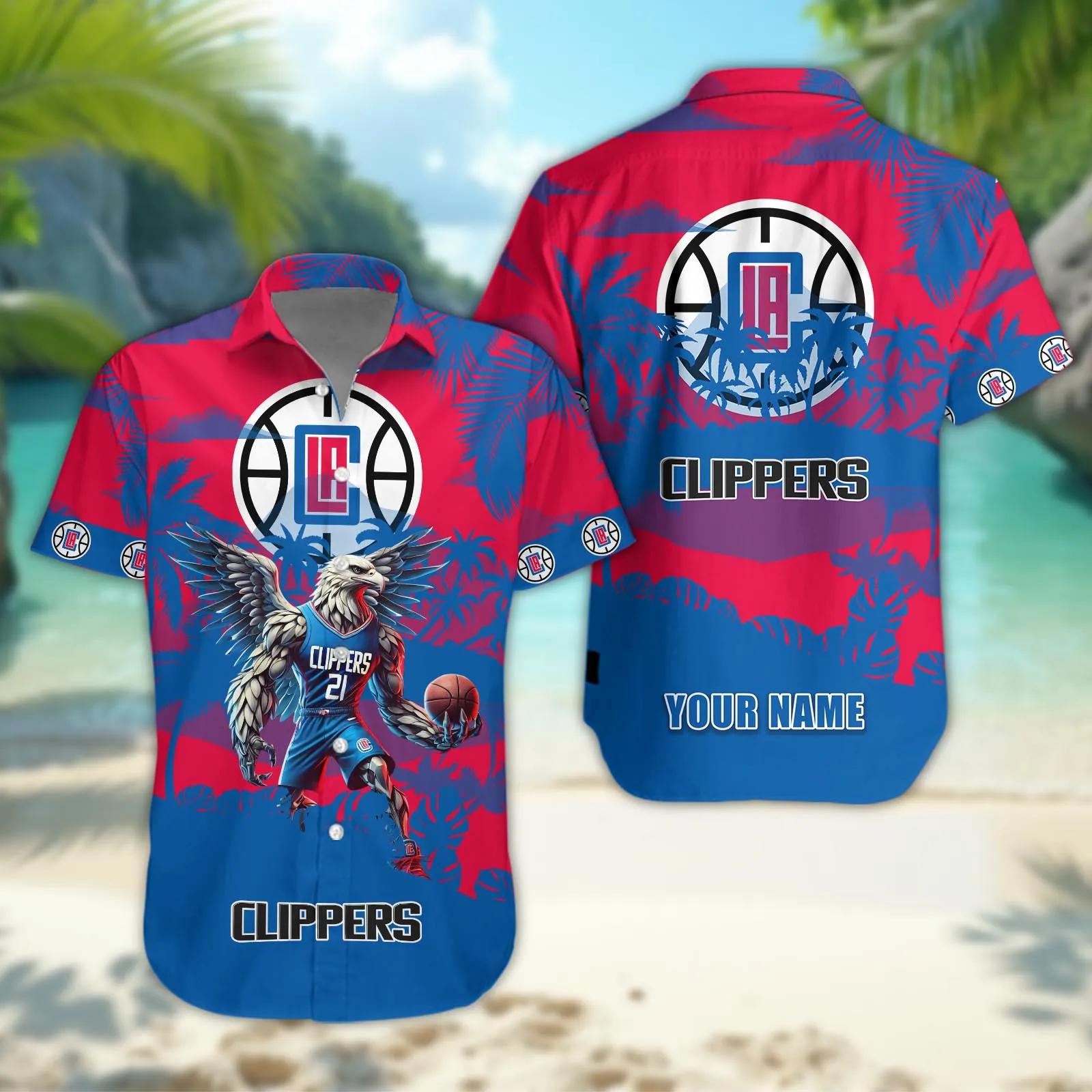 Los Angeles Clippers Personalized Hawaiian Shirt – Custom Name, NBA Hawaiian Shirt Moonbestprint