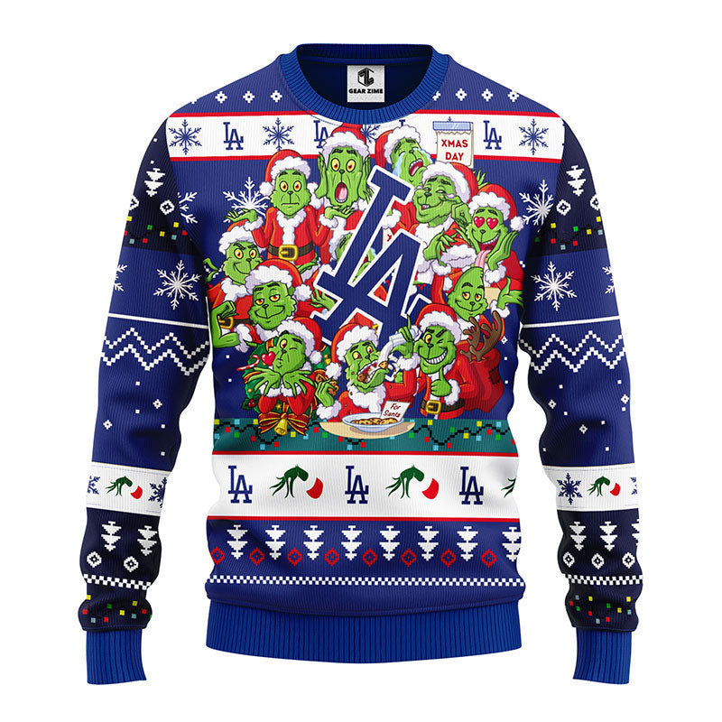 Los Angeles Dodgers 12 Grinch Xmas Day Ugly Christmas Sweater, Grinch Xmas Sweater Moonbestprint