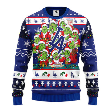 Los Angeles Dodgers 12 Grinch Xmas Day Ugly Christmas Sweater, Grinch Xmas Sweater Moonbestprint