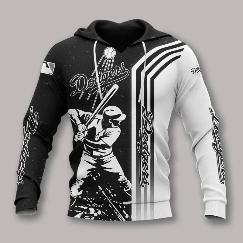 Los Angeles Dodgers Black And White All Over Print 3D Hoodie 1, MLB Hoodie Moonbestprint