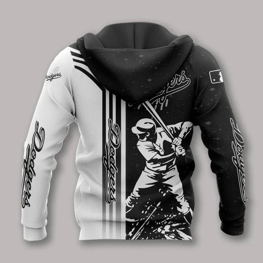 Los Angeles Dodgers Black And White All Over Print 3D Hoodie 1, MLB Hoodie Moonbestprint