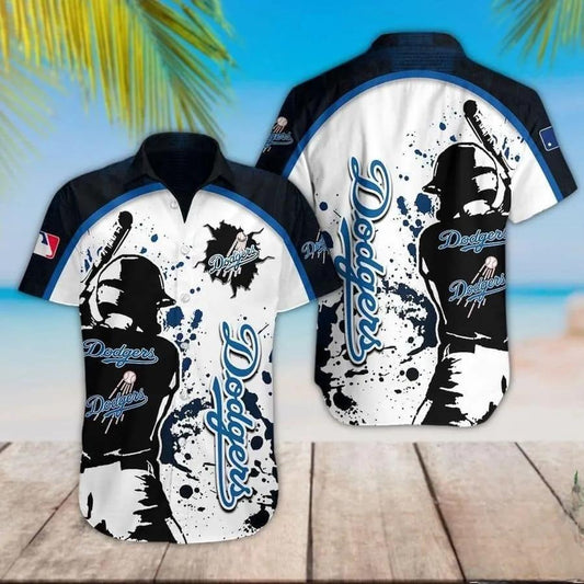 Los Angeles Dodgers Dark Blue And White Hawaiian Shirt, MLB Hawaiian Shirt Moonbestprint