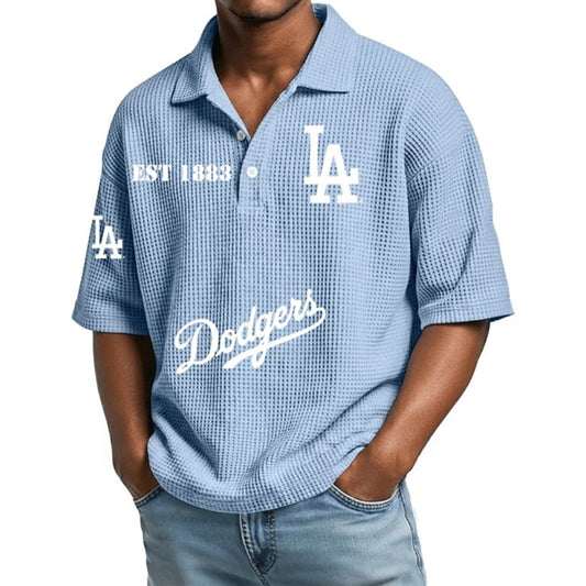 EST 1883 Los Angeles Dodgers Waffle Polo Shirt - Moonbestprint