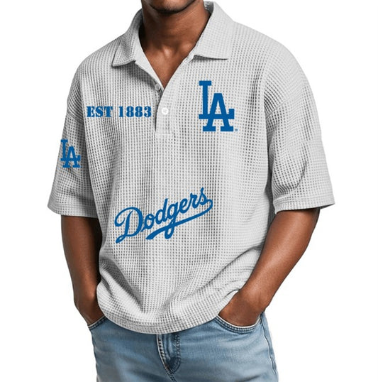 EST 1883 Los Angeles Dodgers Waffle Polo Shirt - Moonbestprint