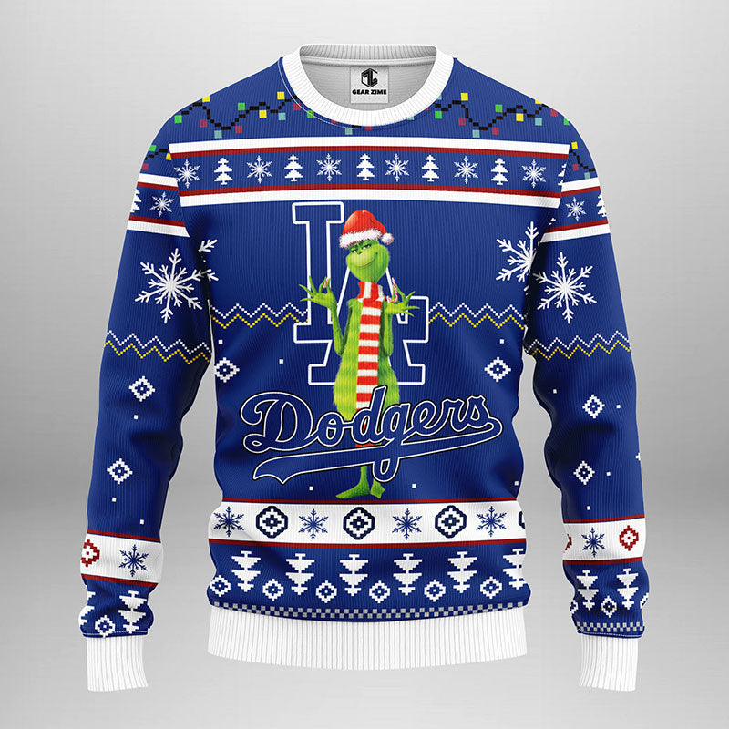 Los Angeles Dodgers Funny Grinch Ugly Christmas Sweater, Grinch Xmas Sweater Moonbestprint