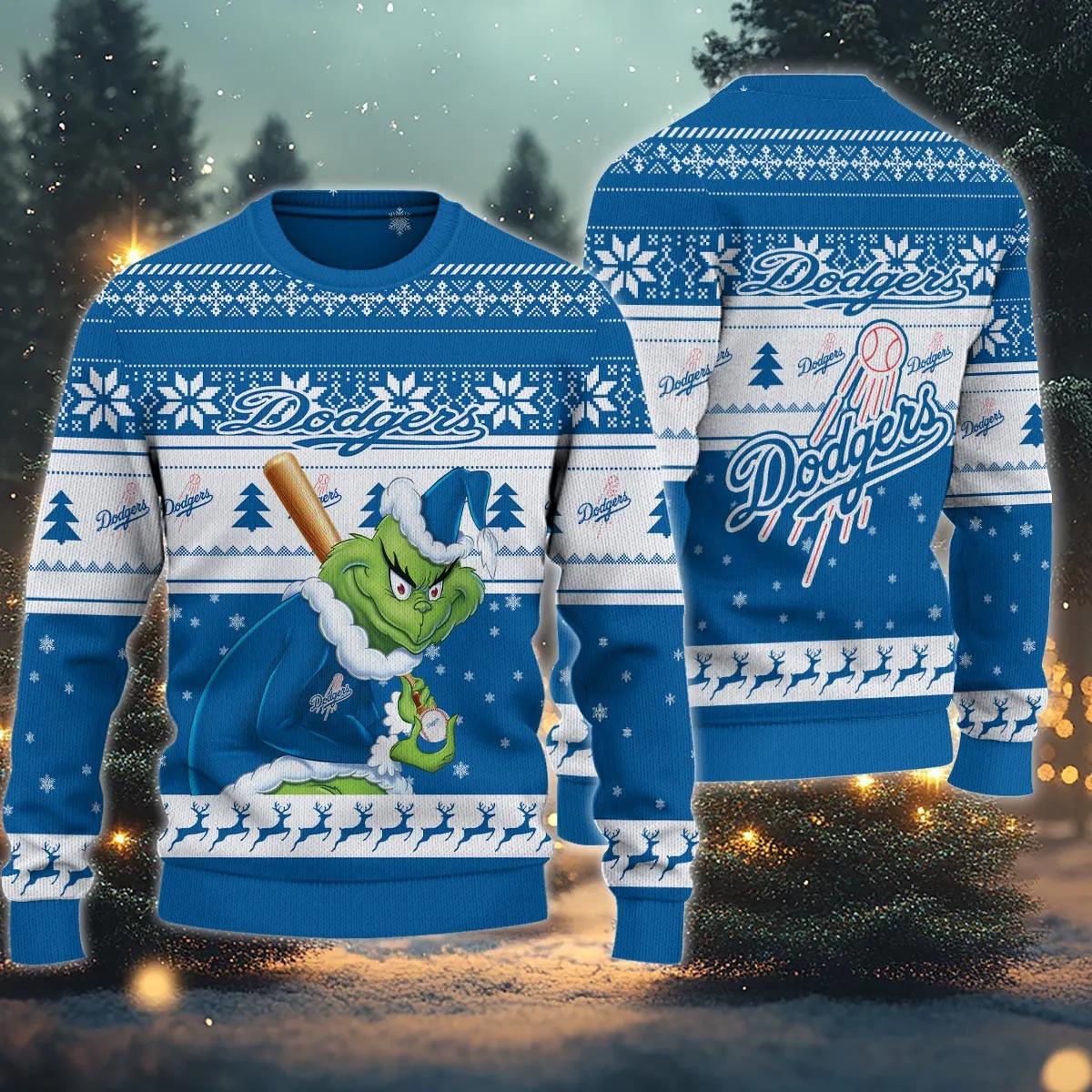 Los Angeles Dodgers Grinch Stolen Ugly Christmas Sweater, MLB Christmas Sweater Moonbestprint