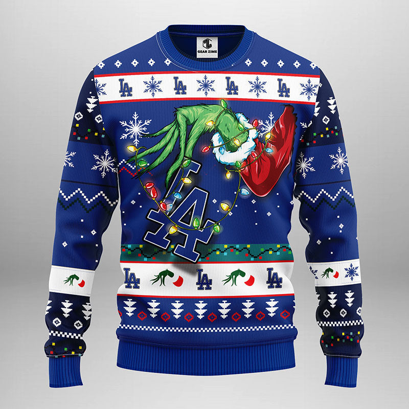 Los Angeles Dodgers Grinch Ugly Christmas Sweater, Grinch Xmas Sweater Moonbestprint