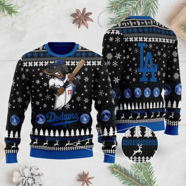 Los Angeles Dodgers Mascot Ugly Christmas Sweater, MLB Christmas Sweater Moonbestprint