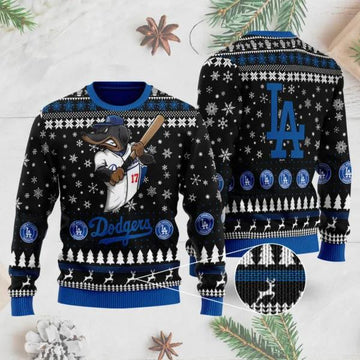 Los Angeles Dodgers Mascot Ugly Christmas Sweater, MLB Christmas Sweater Moonbestprint