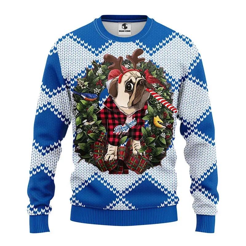 Los Angeles Dodgers Pub Dog Ugly Christmas Sweater, MLB Christmas Sweater Moonbestprint