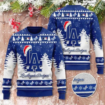 Los Angeles Dodgers Santa Hat Ugly Chritsmas Sweater, MLB Chritsmas Sweater Moonbestprint
