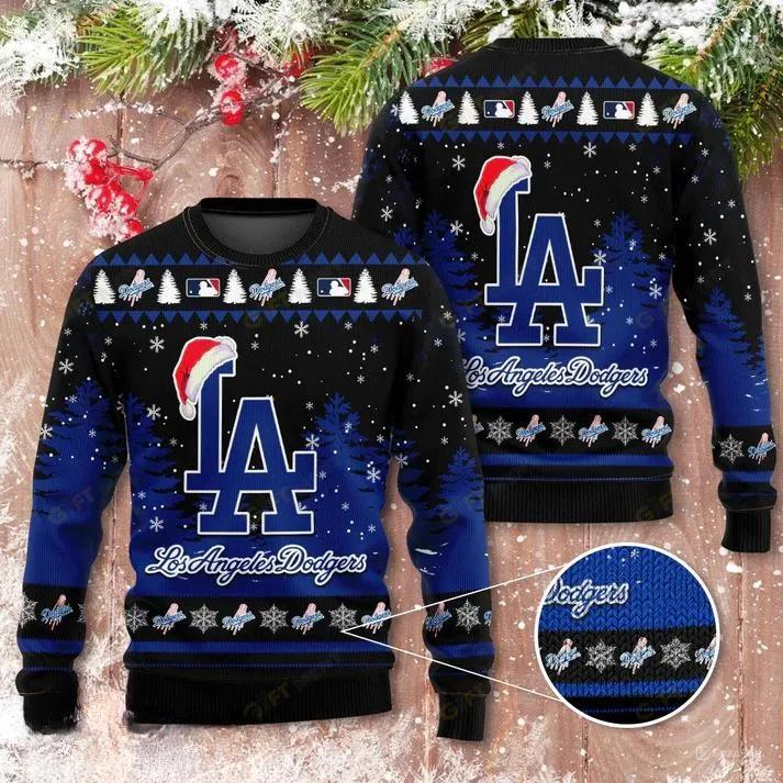 Los Angeles Dodgers Santa Hat Ugly Sweater, MLB Chritsmas Sweater Moonbestprint
