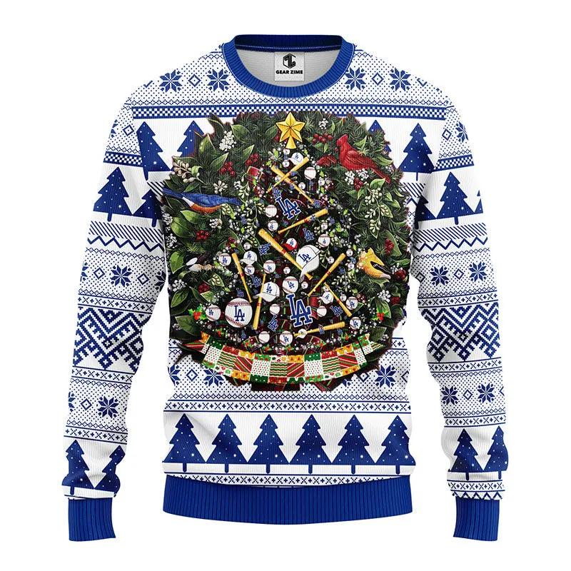 Los Angeles Dodgers Tree Ball Ugly Christmas Sweater, MLB Christmas Sweater Moonbestprint