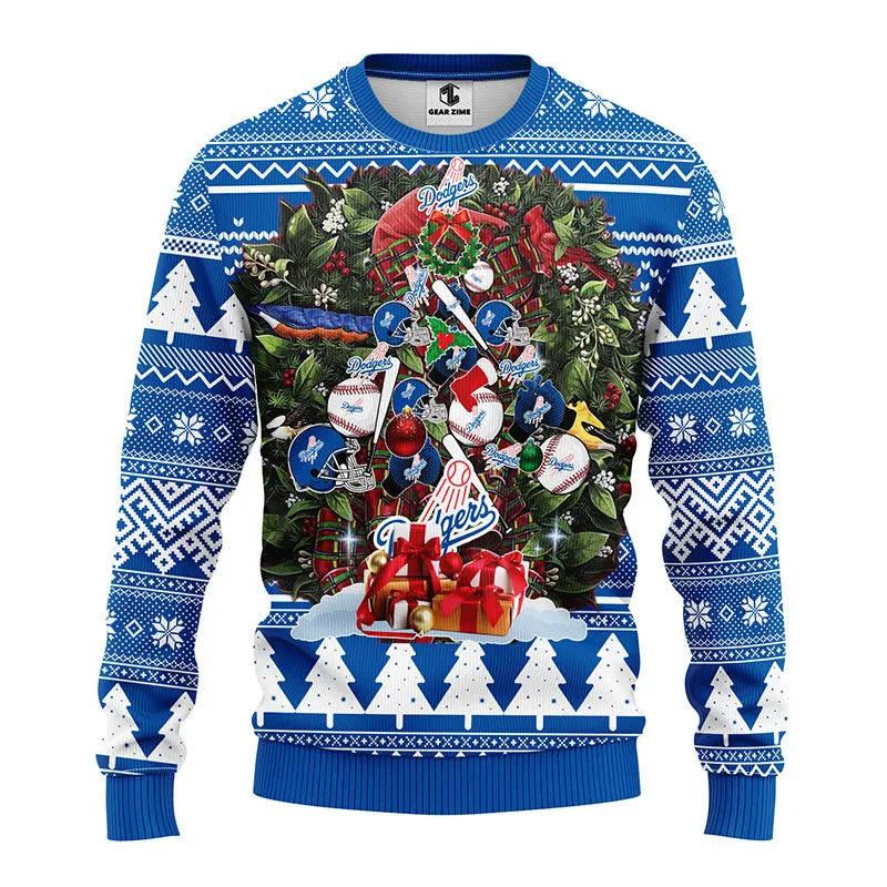 Los Angeles Dodgers Tree Christmas Ugly Sweater, MLB Christmas Sweater Moonbestprint
