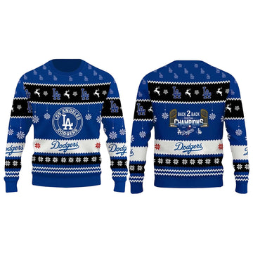 Los Angeles Dodgers World Series 2025 Back To Back Ugly Sweater – Moonbestprint