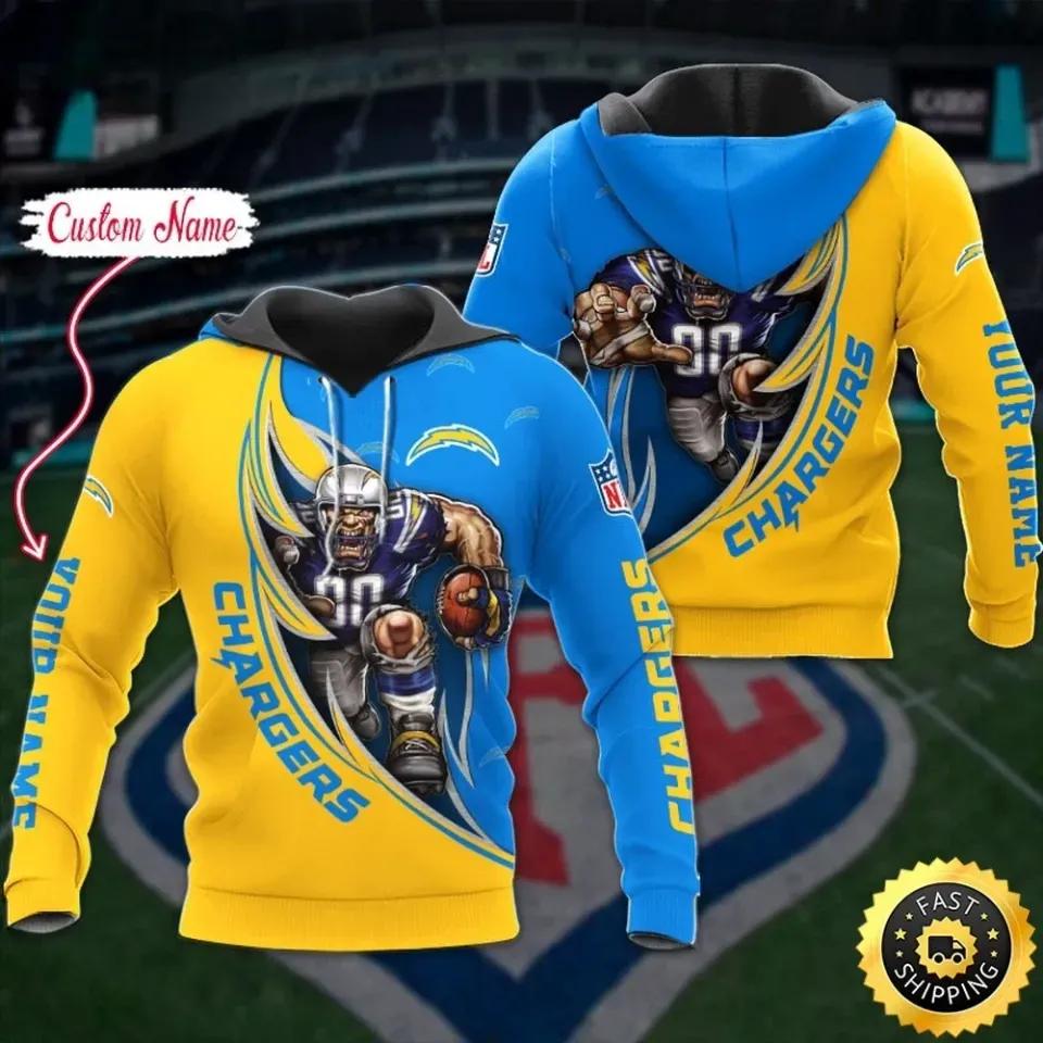 Los Angeles Football Team Chargerss Custom Name 3D Hoodie, NFL Hoodie Moonbestprint