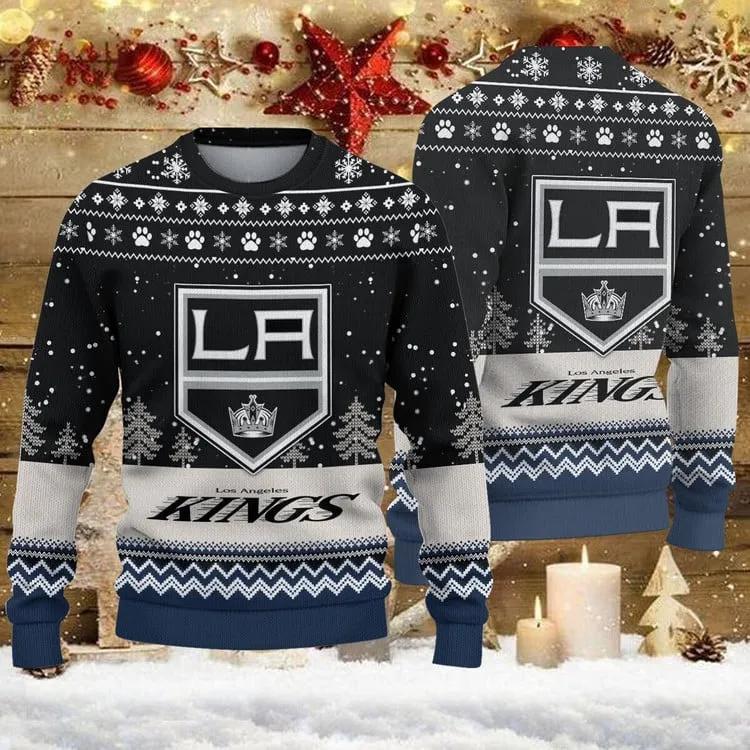Los Angeles Kings Big Logo Ugly Christmas Sweater, NHL Christmas Sweater Moonbestprint