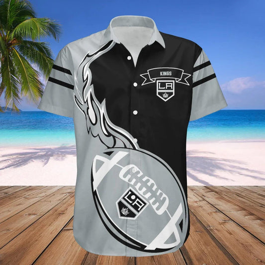 Los Angeles Kings Hawaiian Shirt Flame Ball - NHL, NHL Hawaiian Shirt Moonbestprint