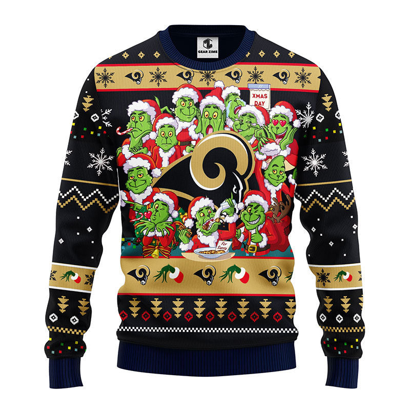 Los Angeles Rams 12 Grinch Xmas Day Ugly Christmas Sweater, Grinch Xmas Sweater Moonbestprint