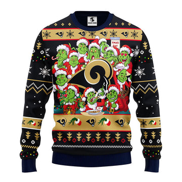 Los Angeles Rams 12 Grinch Xmas Day Ugly Christmas Sweater, Grinch Xmas Sweater Moonbestprint